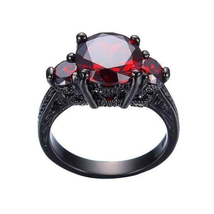 Fashion Jewelry Red Ruby Garnet CZ Wedding Ring for Women Size 5/6/7/8/9/10 - WORLD TIME VISITS