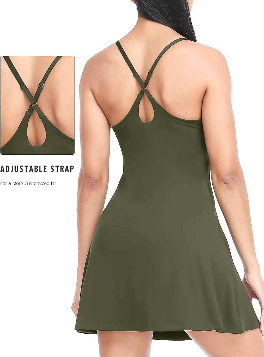 Womens Tennis Dress, Workout Dress with Built-In Bra & Shorts Pockets Exercise Dress for Golf Athletic Dresses for Women