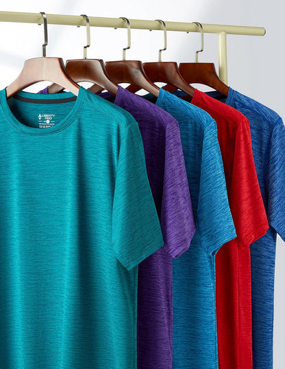 5 Pack Men’S Active Quick Dry Crew Neck T Shirts | Athletic Running Gym Workout Short Sleeve Tee Tops Bulk - WORLD TIME VISITS