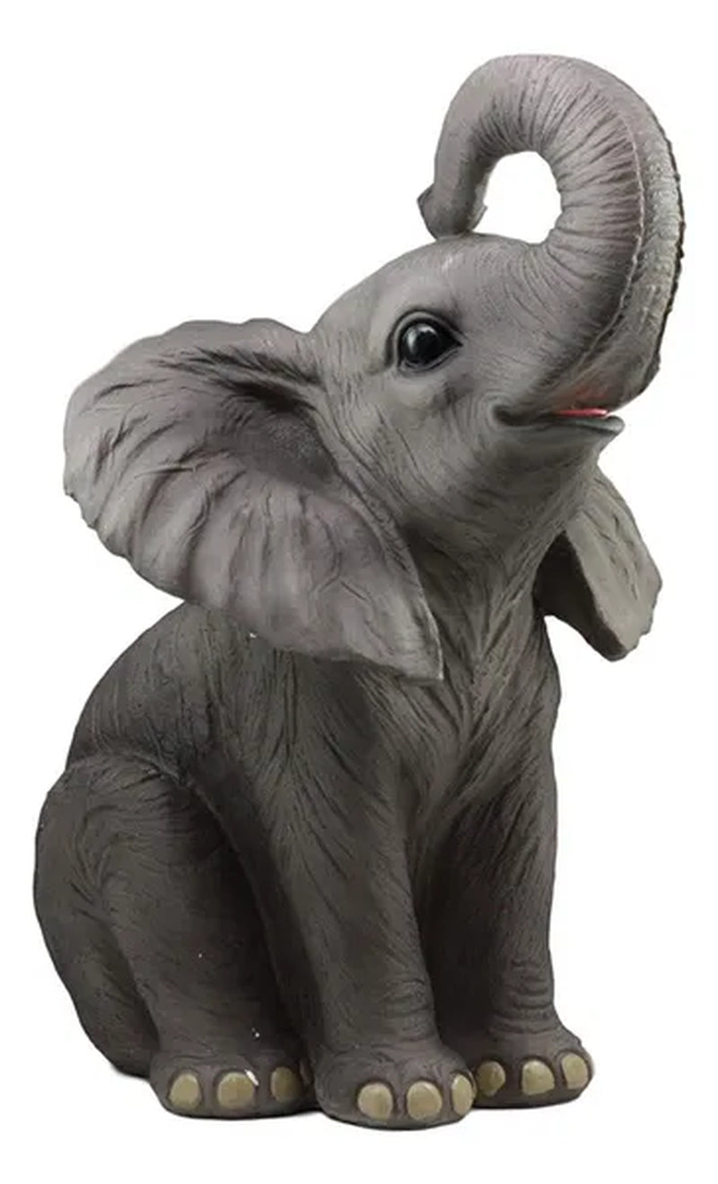 Ebros Ruby The Elephant Sitting Pretty with Trunk Up Large Statue 17" Tall Circus Carnival Elephants Fortune Feng Shui Good Luck Figurine Home Decor Sculpture