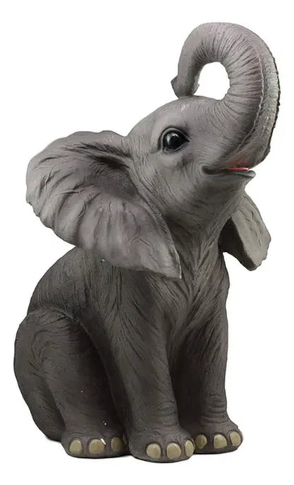 Ebros Ruby The Elephant Sitting Pretty with Trunk Up Large Statue 17" Tall Circus Carnival Elephants Fortune Feng Shui Good Luck Figurine Home Decor Sculpture
