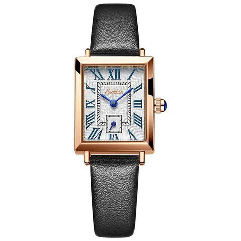 2021 LIGE Brand SUNKTA Women Watches Fashion Square Ladies Quartz Watch Bracelet Set Dial Simple Rose Gold Luxury Women Watches