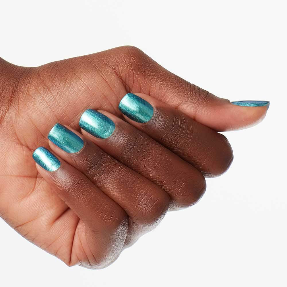 OPI Nail Lacquer Nail Polish | Opaque Light Blue Green Shimmer Chip Resistant Nail Polish | Vegan, Fast Drying, Streak Free