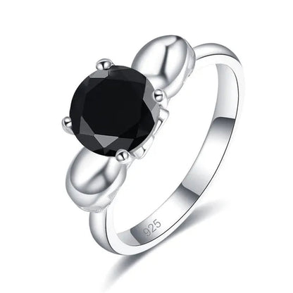 Women Men Rainbow Topaz & Black Spinel Gemstone 925 Sterling Silver Wedding Engagement Band Cocktail Skull Ring Size 6 7 8 9