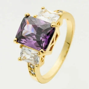 Natural 5.99CT Alexandrite Diamond 14K Yellow Gold Ring Size 6-10