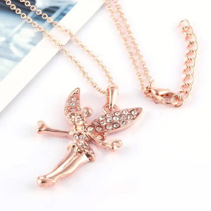 Exquisite Fashion Lovely Dancing Little Angel Pendant Necklace Women'S Zircon Exquisite Necklace Cartoon Jewelry Accessories Birthday Party Anniversary Gift