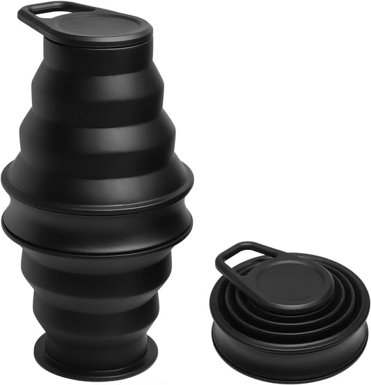 Collapsible Water Bottles BPA Free Leak Proof Foldable Silicone Bottle with Anti-Collapse Ring for Travel Camping Hiking Running Sport