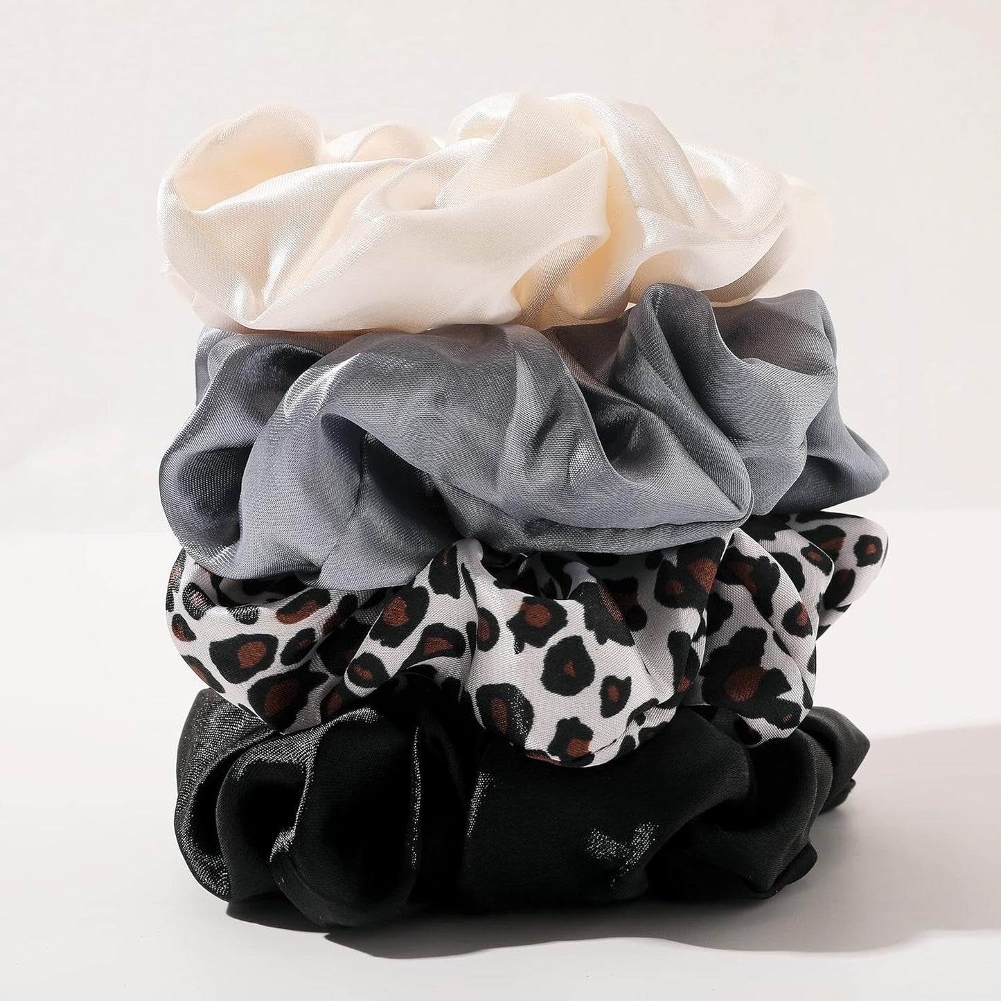 Scrunchies Hair Ties for Girls Women Elastics Bands Ponytail Holder Pack of Neutral Hair Accessories Big Large Scrunchie Cute Hairties for Thick Hair - WORLD TIME VISITS