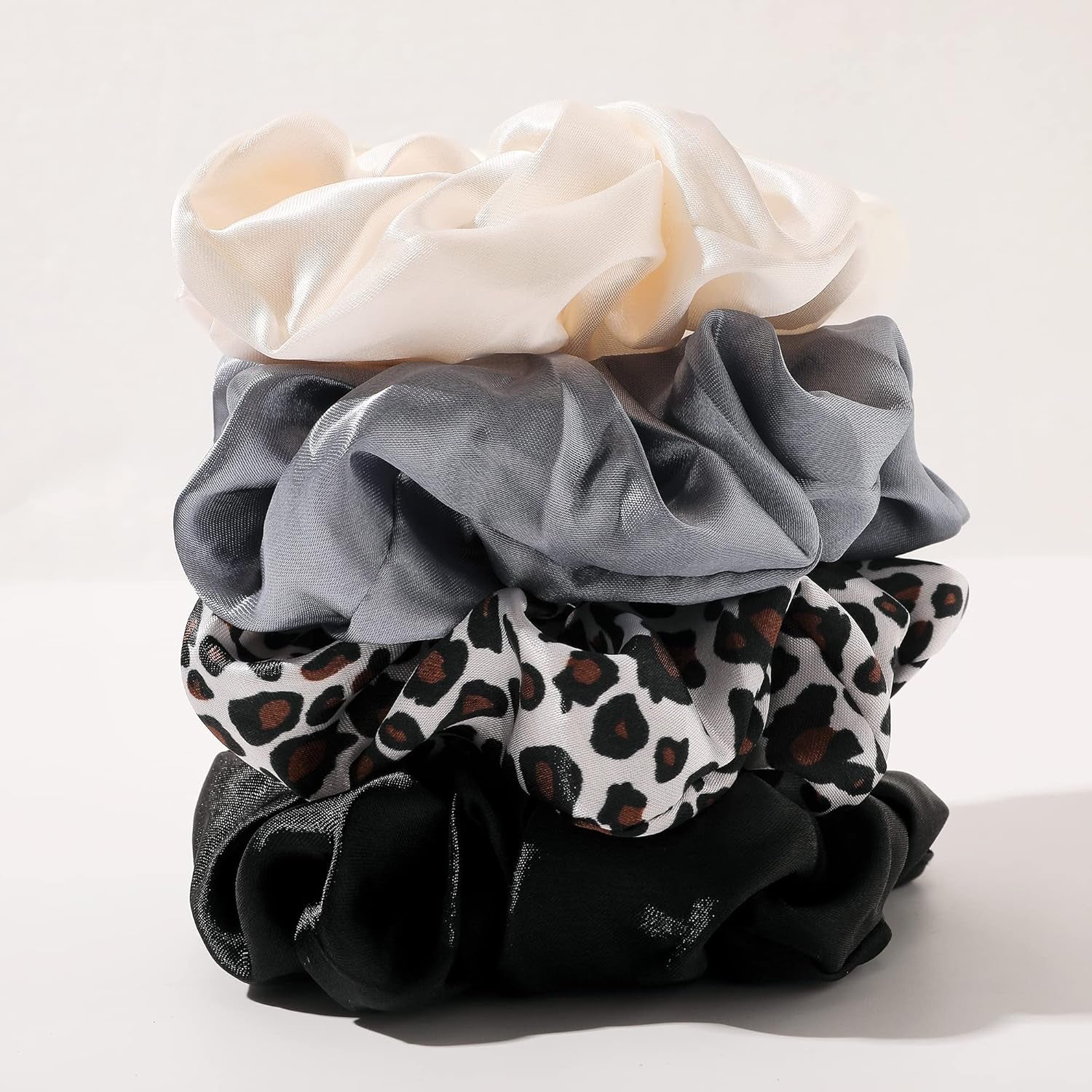 Scrunchies Hair Ties for Girls Women Elastics Bands Ponytail Holder Pack of Neutral Hair Accessories Big Large Scrunchie Cute Hairties for Thick Hair - WORLD TIME VISITS