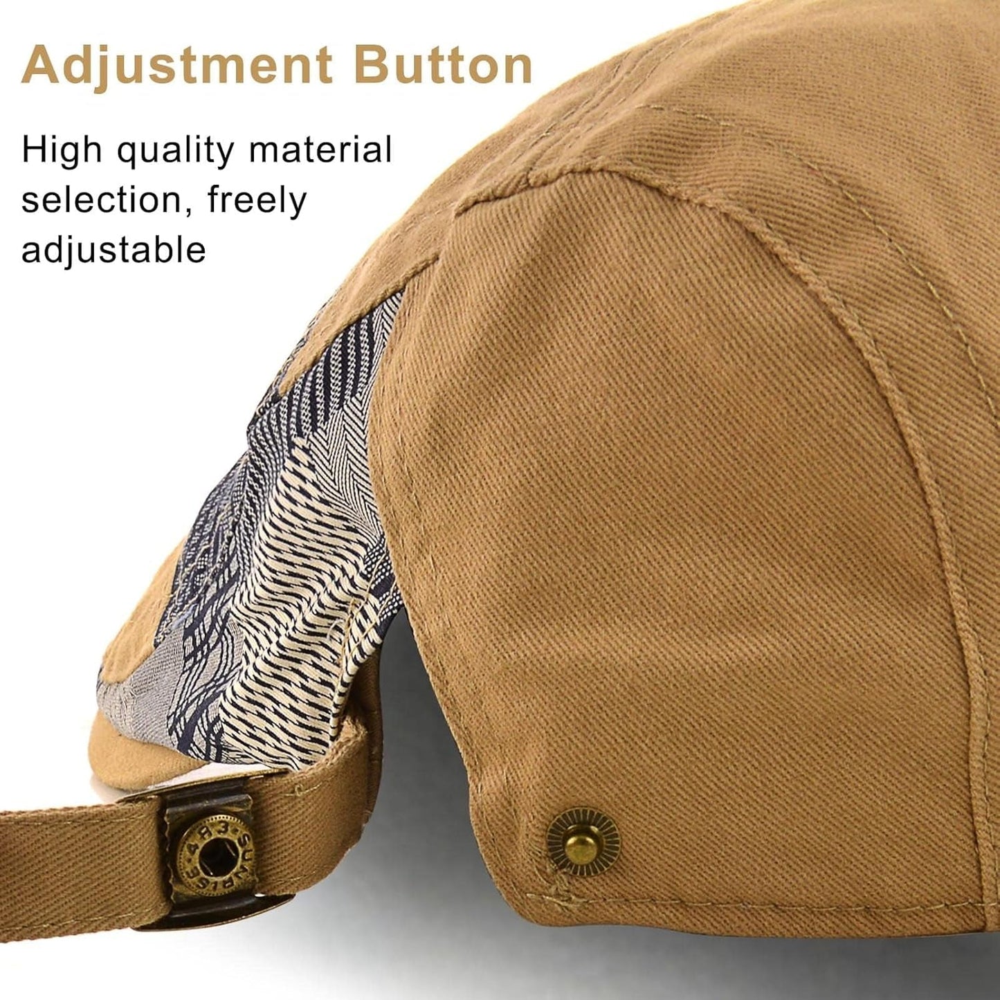 Men'S Beret Hat Cotton Buckle Adjustable Newsboy Hats Cabbie Gatsby Cap