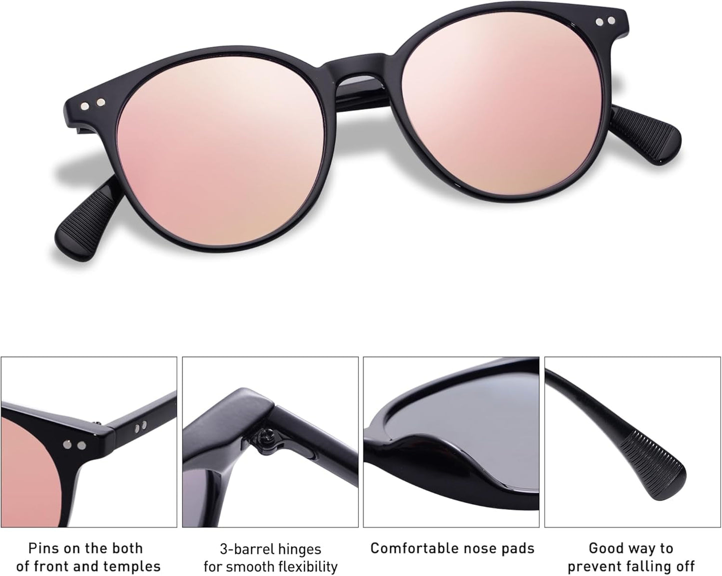 Small round Classic Polarized Sunglasses for Women Men Vintage Style UV400 Lens SJ2113