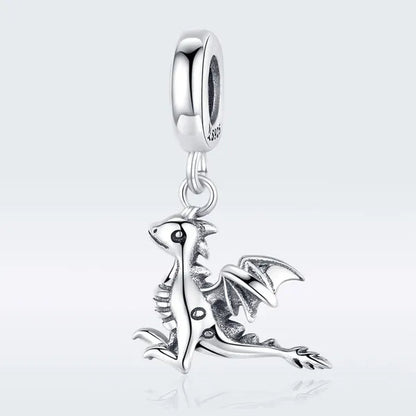 Vintage 925 Sterling Silver Legend Smaug Dragon Pendant Charms Fit Charm Bracelets for Women Halloween Jewelry Gifts