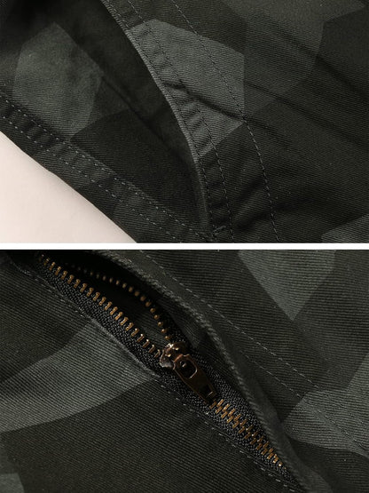 Men'S Cotton Casual Cargo Work Pants Baggy Camo Tactical Combat Trousers with 8 Pockets (No Belt)