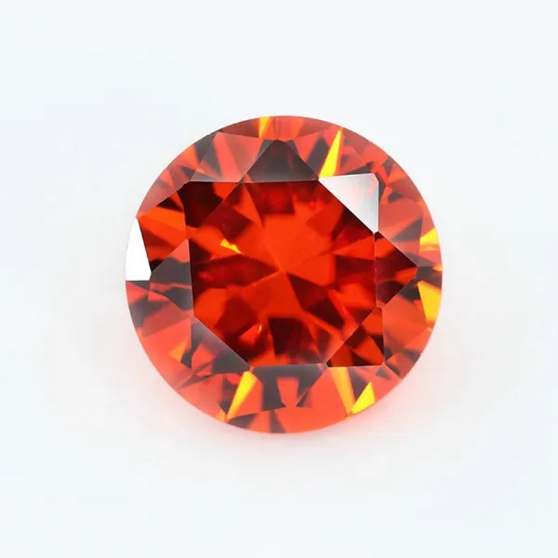 Orange Cubic Zirconia round Shape Brilliant Cut Loose CZ Stone Synthetic Gems for Jewelry