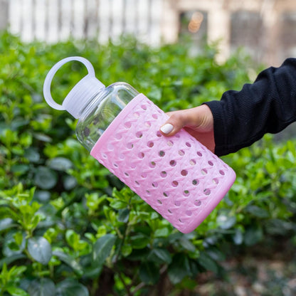 Yoga Glass Water Bottles BPA Free Non Slip Sleeve Leak Proof Lid Reusable 19 Oz and 32 Oz Sports Water Bottle Wide Mouth Lid Portable Hydration Tumbler