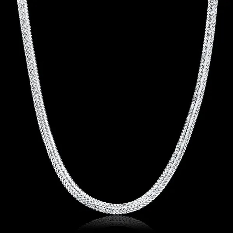 FASHION 925 Sterling Silver Men Party Jewelry Men's Foxtail Chain Necklace Bracelet Jewelry Set