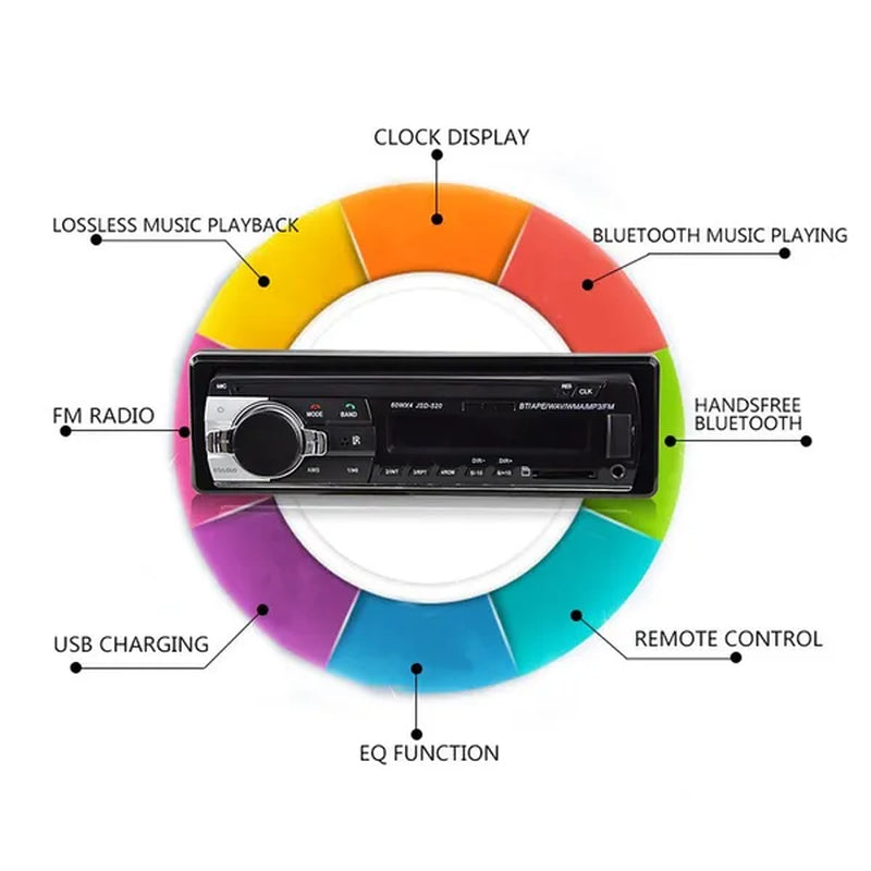 1DIN In-Dash Car Radio Stereo Remote Control Digital Bluetooth Audio Music Stereo 12V Car Radio USB/SD/AUX-IN Mp3 Player