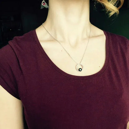 Fashion 925 Sterling Silver 7-8mm Black Freshwater Cultured Pearl Pendant Necklace for Women Gifts