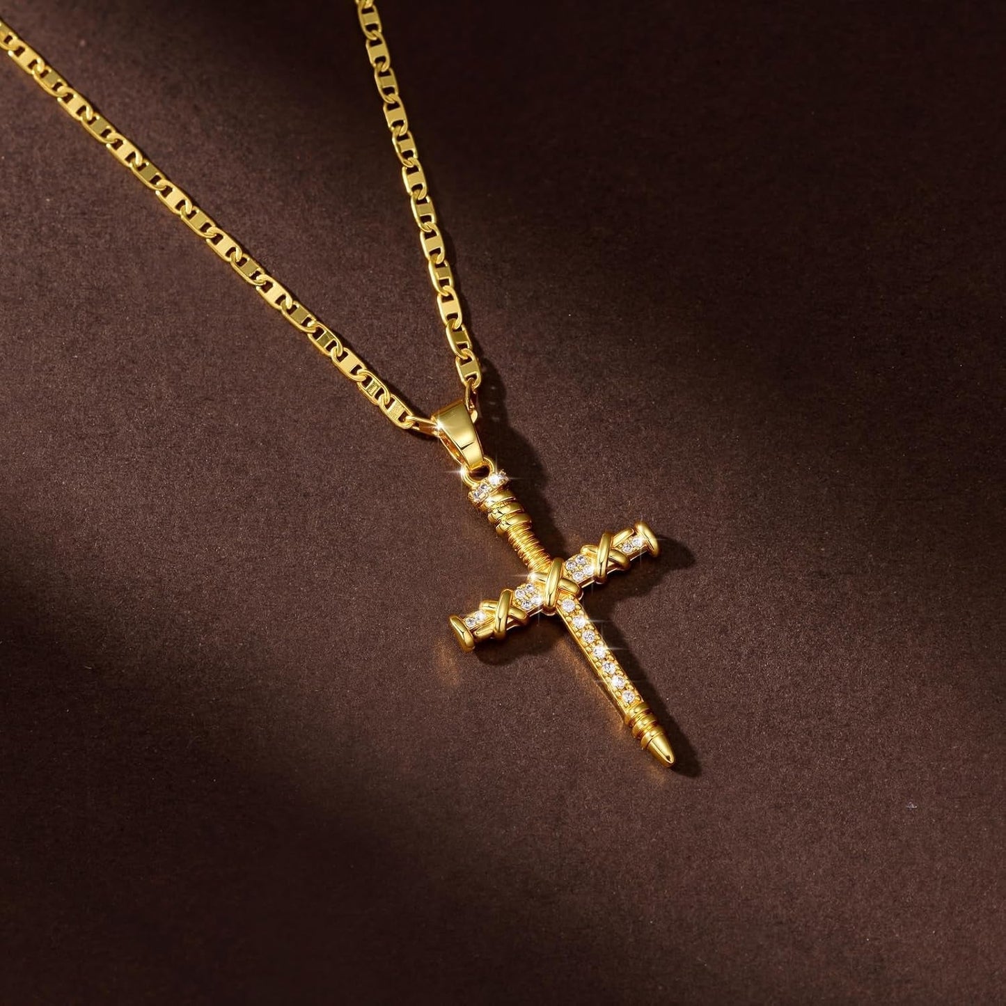 14K Gold Cross Necklace for Women Elegent Gold Cross Pendant Necklace Religious Jewelry Gift