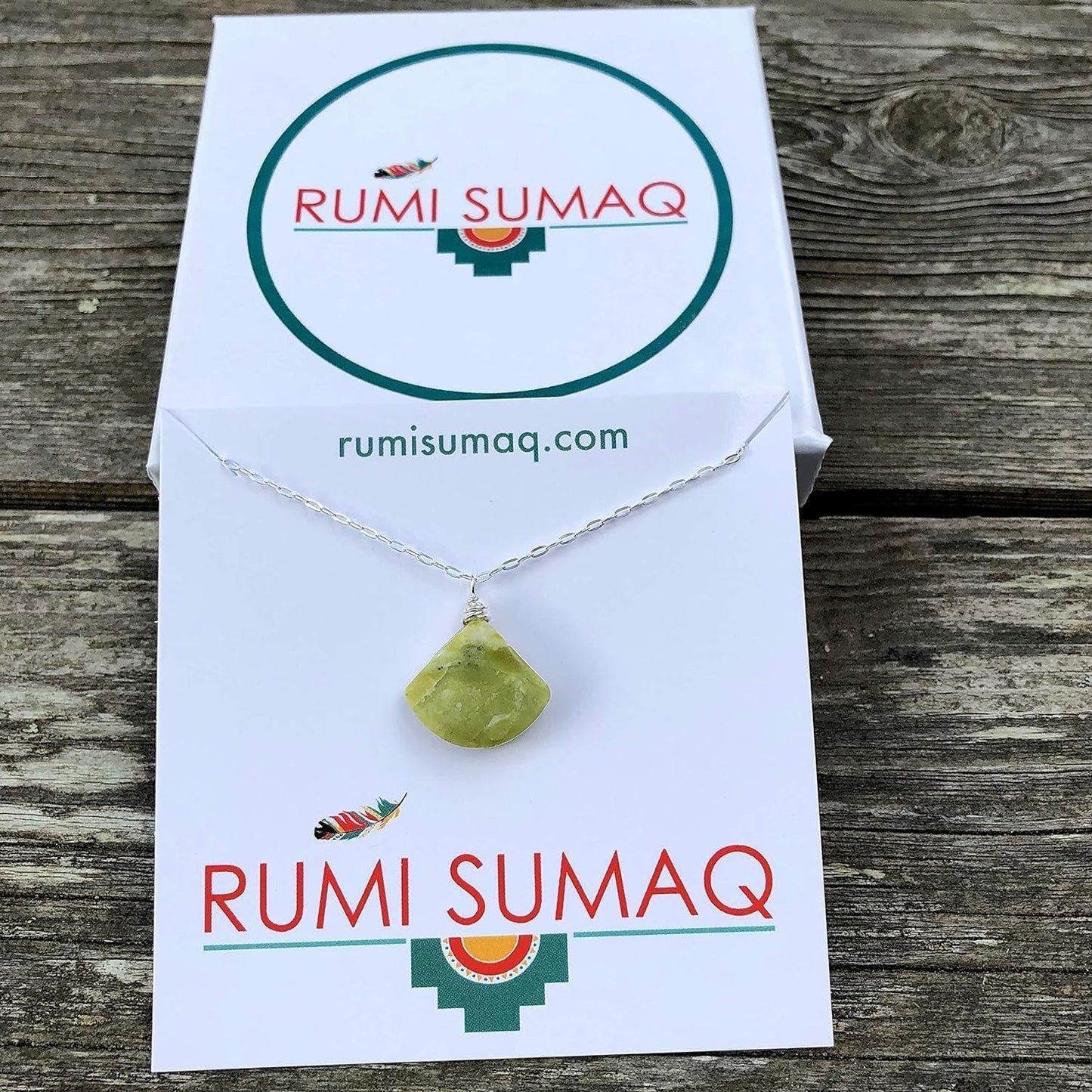 Green Serpentine Stone Pendant Necklace in Sterling Silver - Handmade Dainty Triangle Stone Necklace 18" Chain Length Geometric Delicate Minimalist Jewelry for Women by