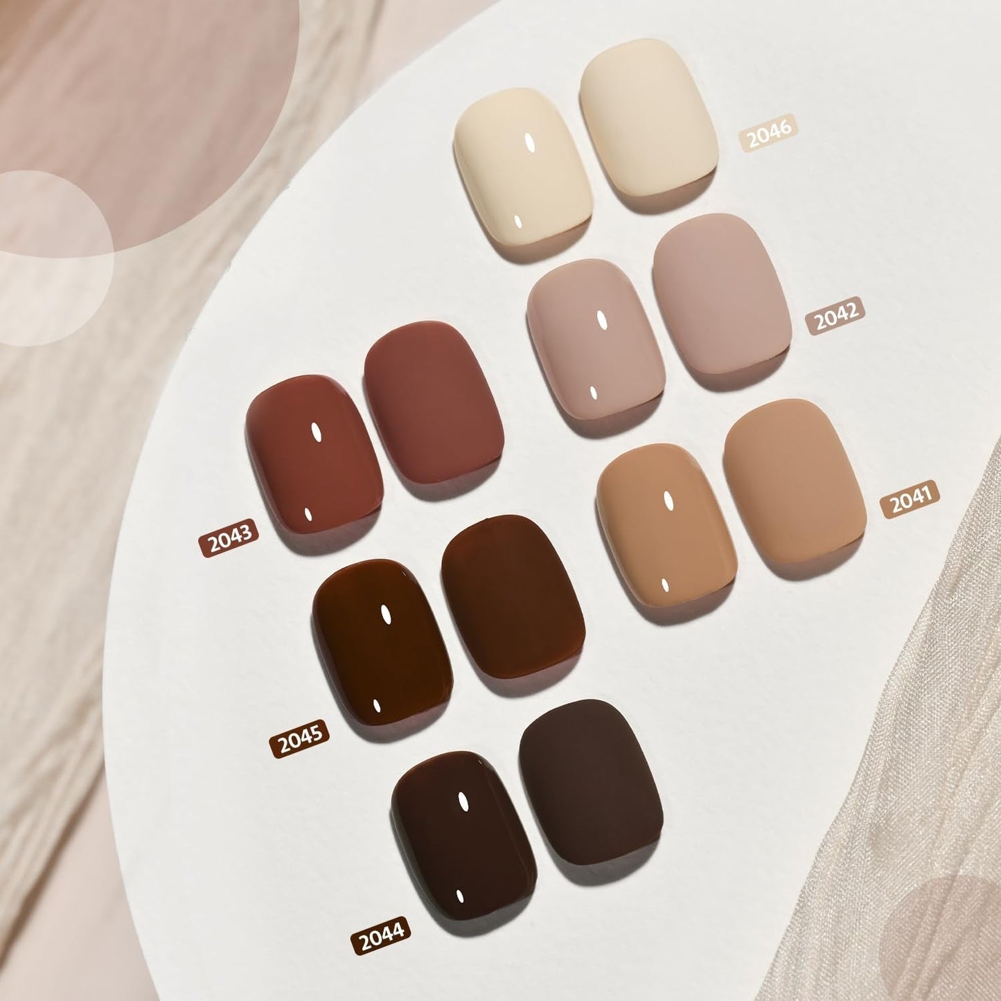 Nude Brown Fall Gel Nail Polish Set, 6 Colors White Beige Dark Tan Taupe Soak off Gel Polish Kit for Salon and Nail Art DIY at Home