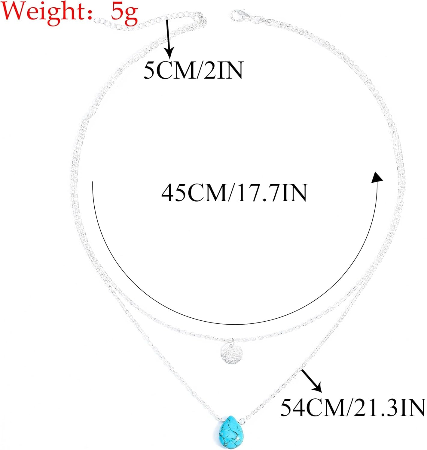 Blue Turquoise Necklaces Multilayerd Sequin Pendant Necklace Chain Jewelry for Women - WORLD TIME VISITS