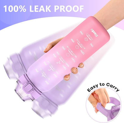 Insulated Water Bottle 32Oz with 2Lids,18/10 Stainless Steel 1000Ml Insulated Water Bottle Double Walled with Handle, Metal Canteen Keep Cold 48H Hot 24H for Men, Women & Kids