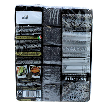 Black Grain Rice, Bulk 11 Lbs (5 X 1 Kg), Product of Italy, Venere, Premium Quality, Wild Ancient Whole Grain Rice, Product of Italy