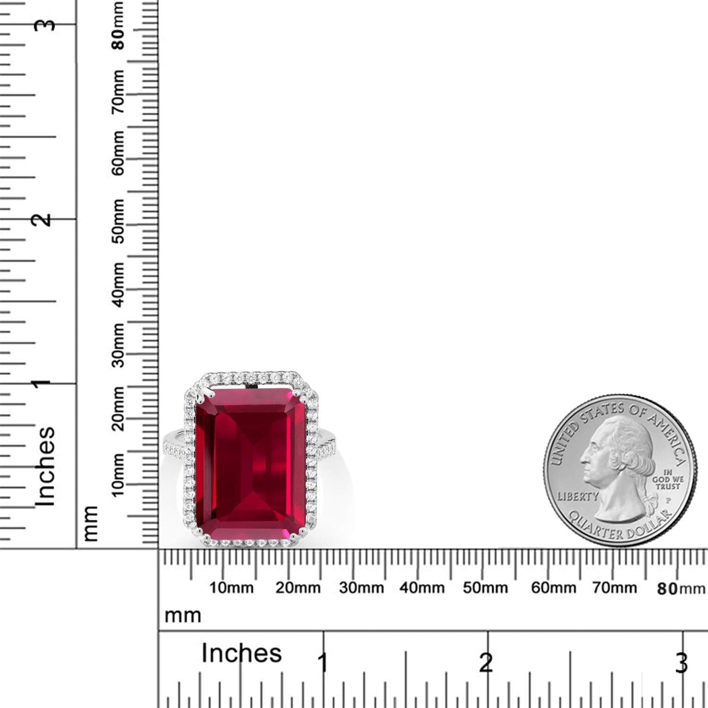 925 Sterling Silver Gemstone Birthstone Engagement Ring | Emerald Cut 18X13MM | Wedding Anniversary Promise Ring for Women | Available in Size 5, 6, 7, 8, 9