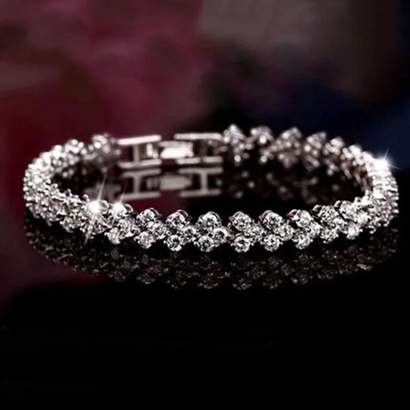 Luxury Fashion Women's Creative Crystal Bracelet Golden Leaf Bracelet Zircon Bracelet Jewelry Rose Golden Bracelet Engagement Wedding Bracelet Jewelry Birthday Party Anniversary Gift