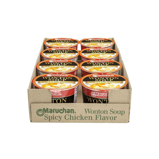 Microwavable Bowl Wonton Hot and Spicy Chicken Flavor, Pack of 8 - WORLD TIME VISITS