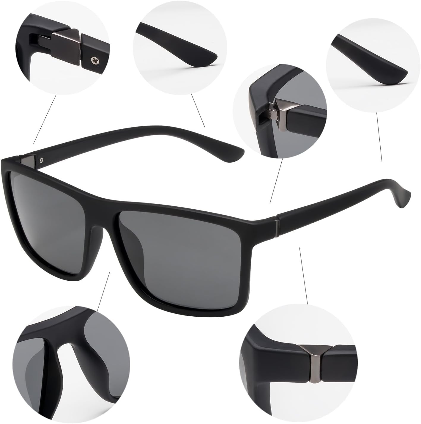 Men'S Sports Polarized Sunglasses Square Frame Glasses NP1007