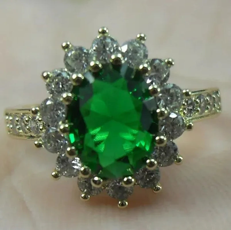 Natural 3.26CT White/Emerald/Ruby/Alexandrite/Sapphire Diamond 14K Yellow Gold Wedding Ring Size 6-11