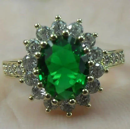 Natural 3.26CT White/Emerald/Ruby/Alexandrite/Sapphire Diamond 14K Yellow Gold Wedding Ring Size 6-11