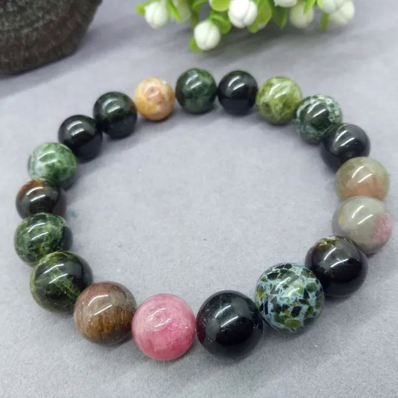 5A African Natural Stone Colorful Tourmaline Apyrite Beads Bracelet Charm