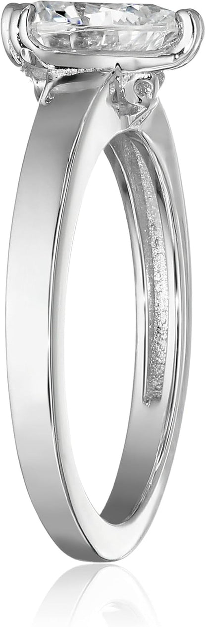 Sterling Silver Fancy Shape Solitaire Ring Made with Infinite Elements Zirconia, (Previously Amazon Collection)