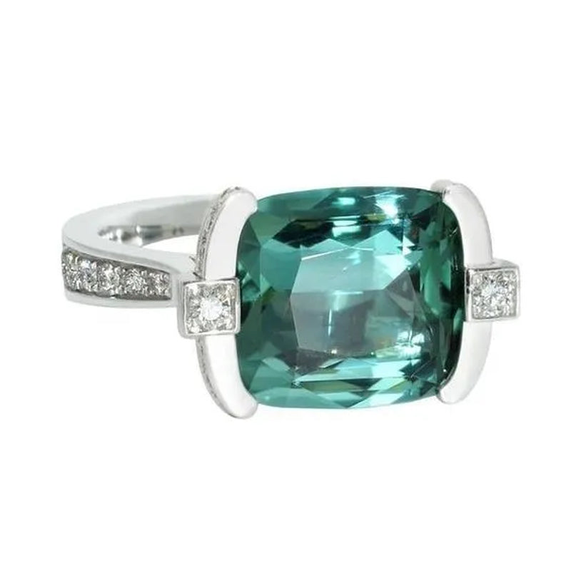 Exquisite Women'S 925 Sterling Silver Tsavorite Ring Princess Bride Wedding Engagement Band Jewelry Rings Size 5-11