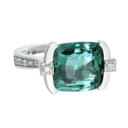 Exquisite Women'S 925 Sterling Silver Tsavorite Ring Princess Bride Wedding Engagement Band Jewelry Rings Size 5-11