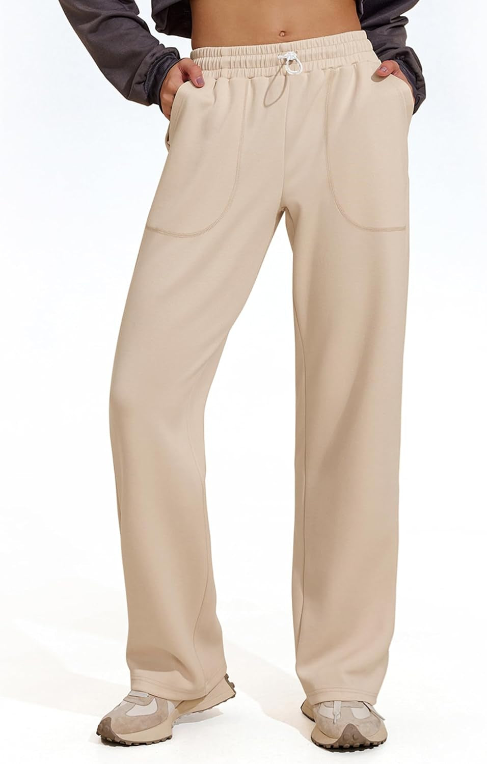 Womens Straight Leg Sweatpants Casual Athletic Workout Pants Stretch Soft Lounge Pants with Pockets - WORLD TIME VISITS
