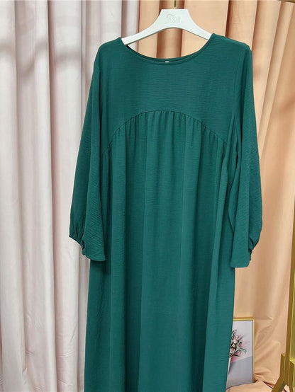 Women Muslim Dress Ramadan Prayer Garment Abaya Dubai Islam Eid Crepe Balloon Sleeve African Turkey Robe without Hijab - WORLD TIME VISITS