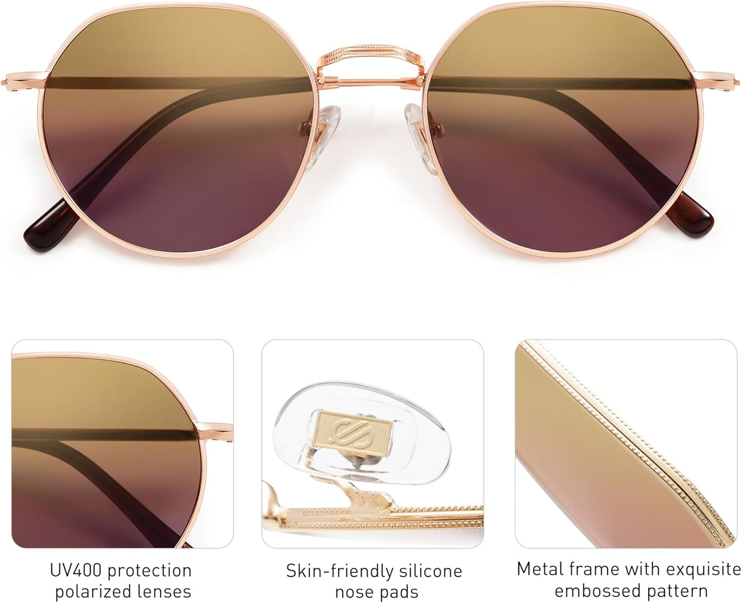 round Polygon Polarized Sunglasses for Women Men Retro Classic Vintage Panto Shades SJ1157