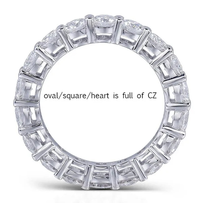 For Beauties! 1PC Pave Setting Square Heart Oval T-Shape Simulated Diamond CZ Eternity Band Engagement Wedding Stone Rings