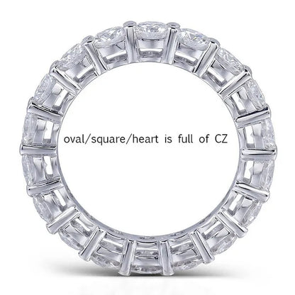 For Beauties! 1PC Pave Setting Square Heart Oval T-Shape Simulated Diamond CZ Eternity Band Engagement Wedding Stone Rings