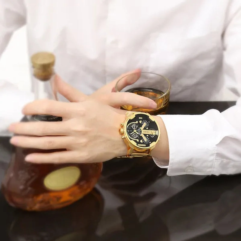 CAGARNY Brand Design Watch Man Fashion Luxury Gold Steel Bracelet Strap Quartz Wristwatches Business Male Gifts Watches NATATE