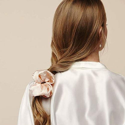 100% Mulberry Silk-Scrunchies for Hair Sleep, Women Grils Silk Hair Ties for Frizz & Breakage Curly Hair, No Damage, Elastics Ponytail Holder, 3 Pack