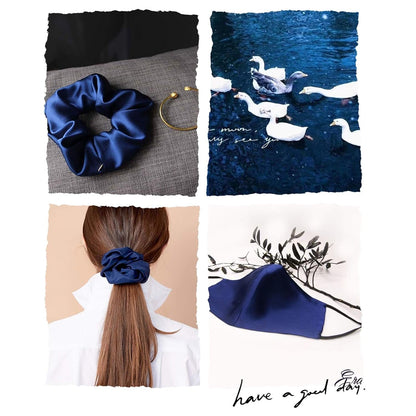 100% Mulberry Silk-Scrunchies for Hair Sleep, Women Grils Silk Hair Ties for Frizz & Breakage Curly Hair, No Damage, Elastics Ponytail Holder, 3 Pack