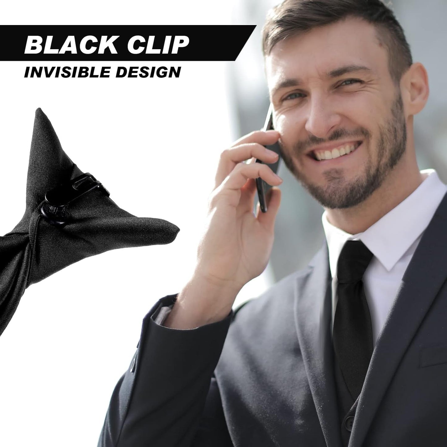 4 Pcs 24 Inch Men'S Clip-On Ties Solid Color Men'S Tie Pretied Clip on Ties Necktie Button(Black, Charcoal Grey, Navy Blue, Wine Red)