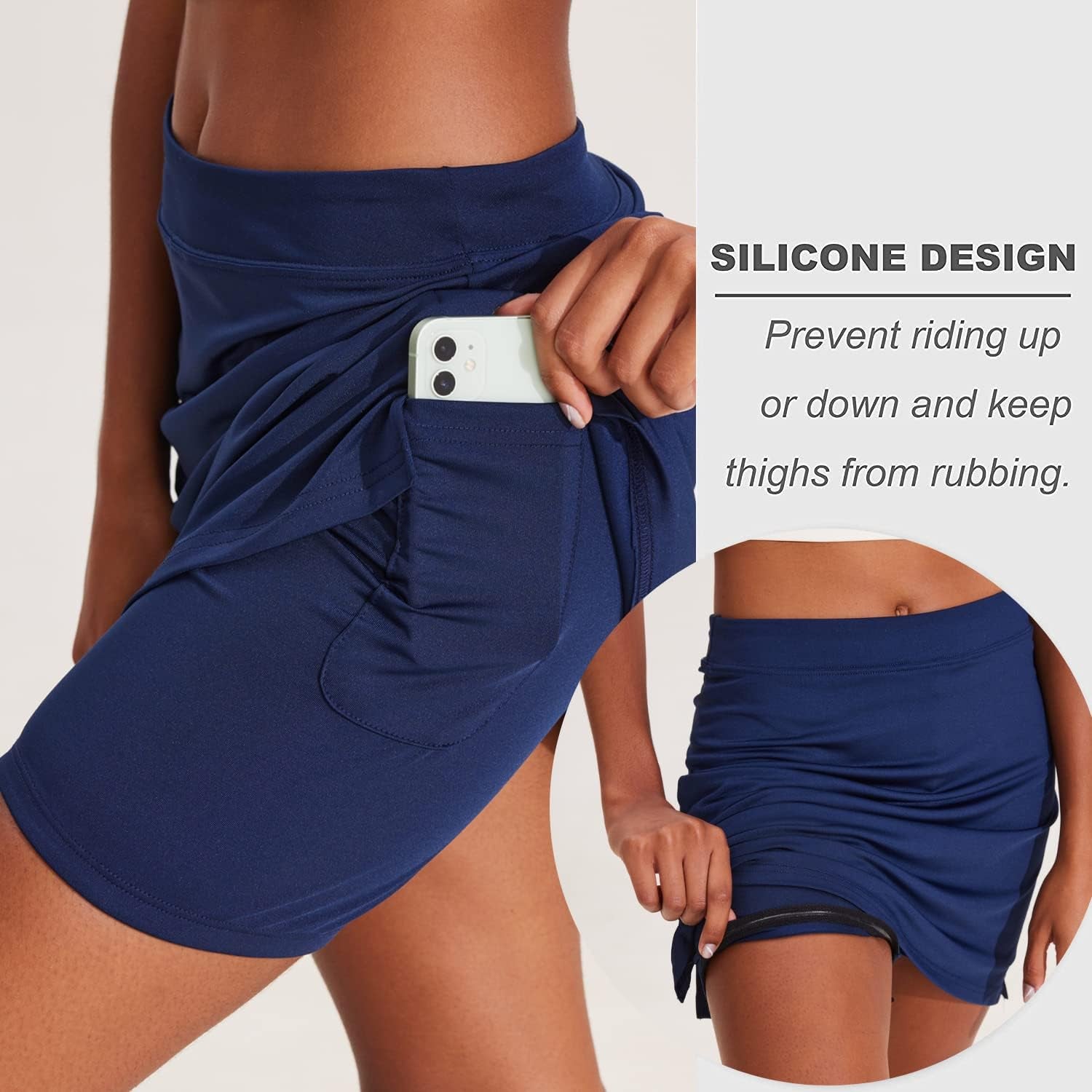 Golf Skirts for Woman with Pockets Silicone Grippers Tennis Skirt Inner Shorts Athletic Pickleball Running Skort - WORLD TIME VISITS