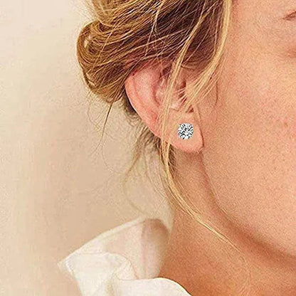 2Pc/Pair New Fashion Crystal Zircon Stainless Steel Stud Earrings Elegant Jewelry for Women