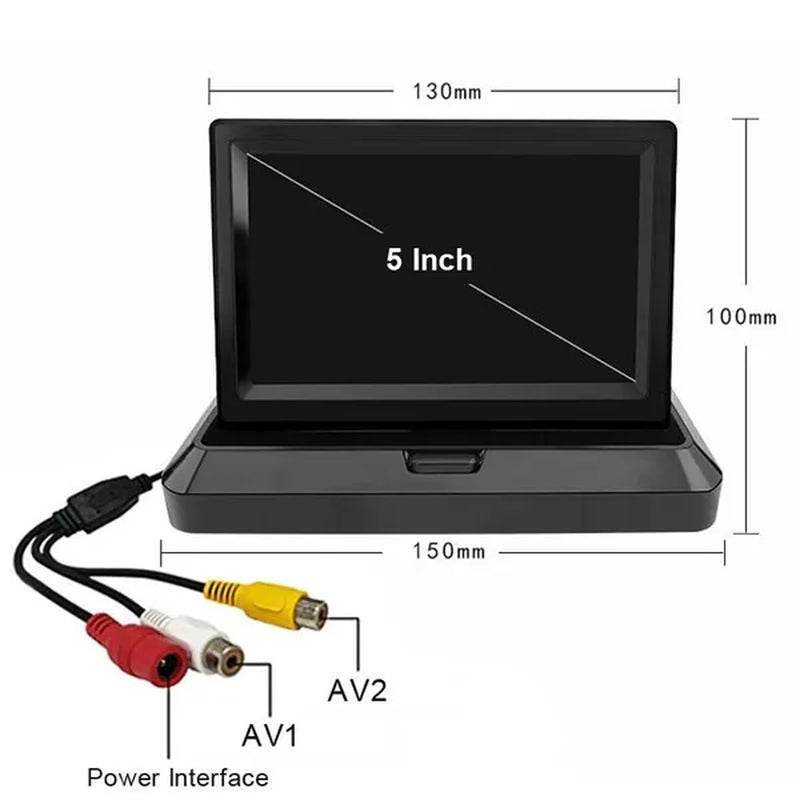 5 Inch TFT LCD Car Reverse Monitor with 12 LED Car Rear View Camera Foldable Car Monitor Display Parking System